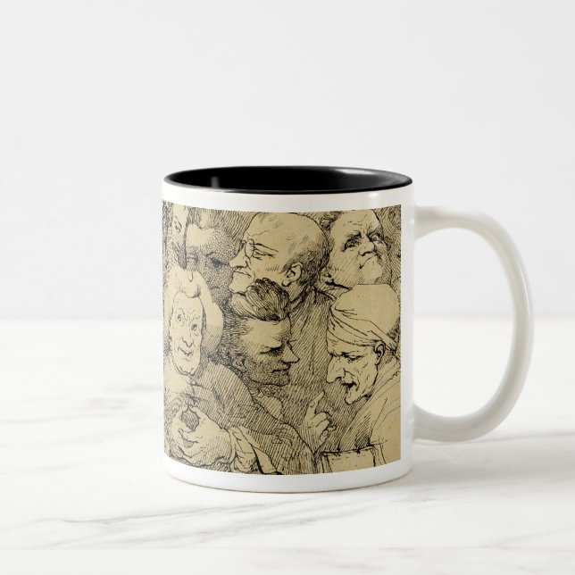Literary Characters Assembled Around the Medallion Two-Tone Coffee Mug (Right)