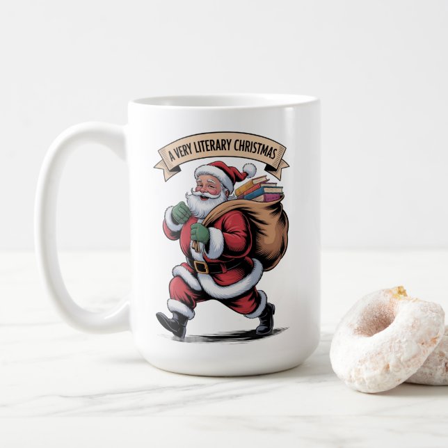Literary Christmas Book lover Gift add name Coffee Mug (With Donut)