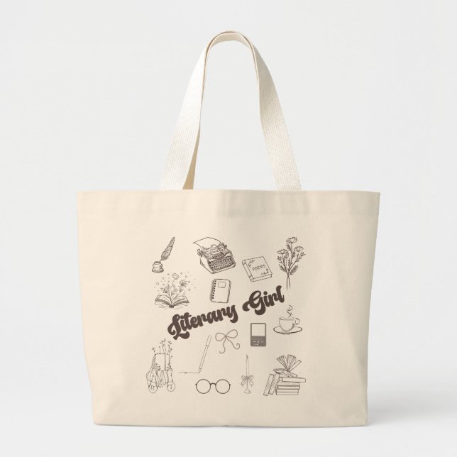 Literary Girl Tote Bag Book Lover Gift Academia (Front)