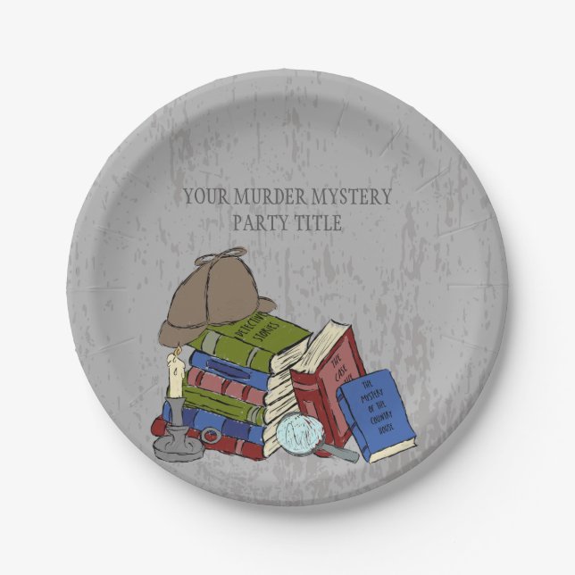 Literary Murder Mystery Dinner Party Paper Plate (Front)