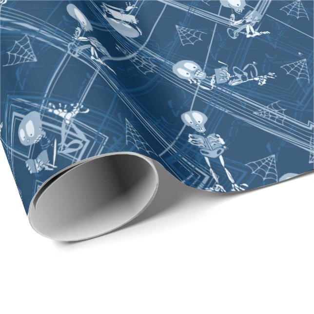 Literary Skeletons Book Reading Halloween Skulls Wrapping Paper (Roll Corner)