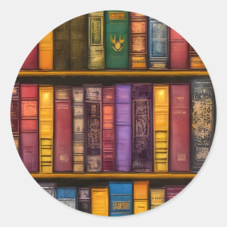 Literary Treasures - Classic Old Books Round Sticker