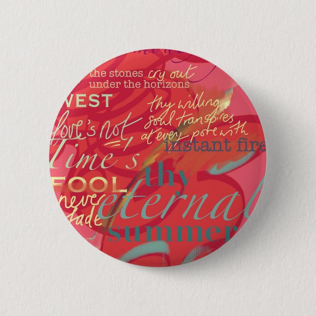 Literature Quotes Love Poetry Shakespeare Pink 6 Cm Round Badge (Front)