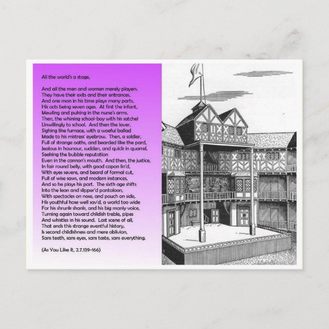 Literature, Shakespeare, All the World's a stage Postcard (Front)