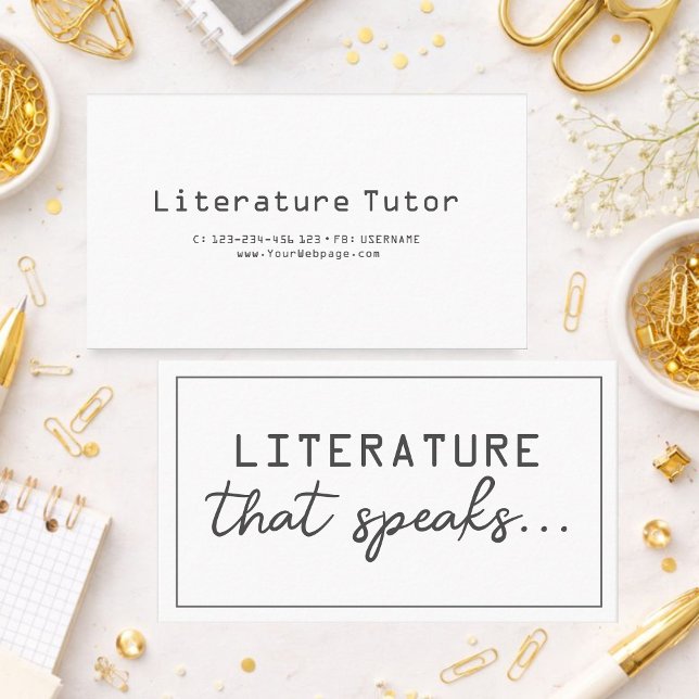 Literature that speaks, literature private lessons business card (Creator Uploaded)