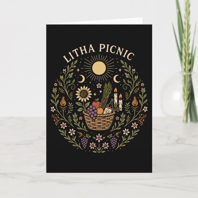 Litha Picnic Summer Solstice Celestial Art Card (Front)