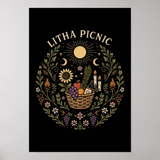 Litha Picnic Summer Solstice Celestial Art Poster (Front)
