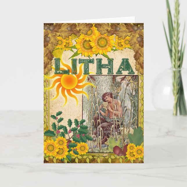 Litha Summer Solstice Pagan Greeting Card (Front)