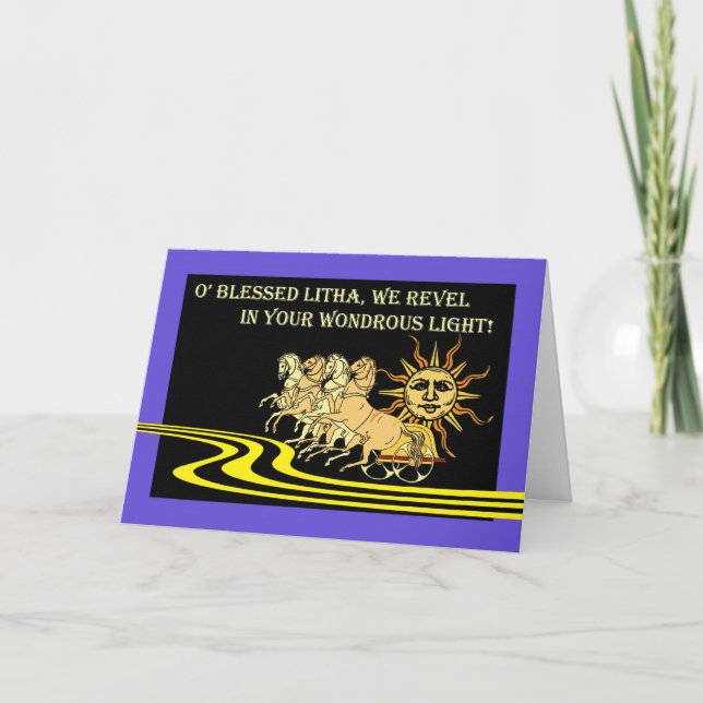 Litha, Summer Solstice, Sun, Horses and Chariot Card (Front)