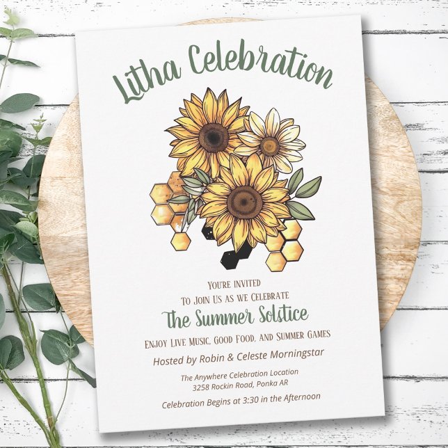 Litha Summer Solstice Sunflower Honeycomb Invitation (Creator Uploaded)