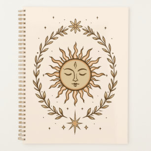 Litha Sun Face Botanical Wreath Celestial Art Planner