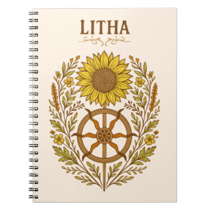 Litha Sunflower Wheel Summer Solstice Celestial Notebook