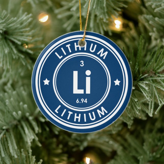 Lithium Element Blue Ceramic Ornament (Tree)
