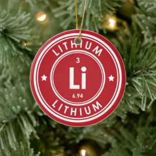Lithium Element Red Ceramic Ornament