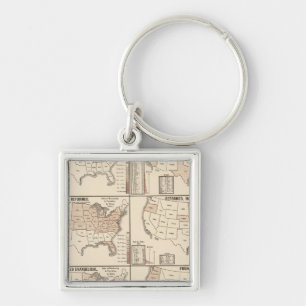 lithographed maps of denominational statistics key ring