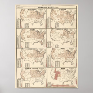 lithographed maps of denominational statistics poster