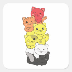 Lithsexual Flag Pride Lgbtq Cute Cat Pile Square S Square Sticker
