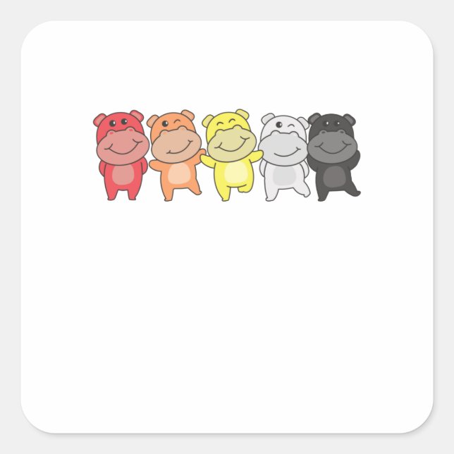 Lithsexual Flag Pride Lgbtq Cute Hippo Square Sticker (Front)