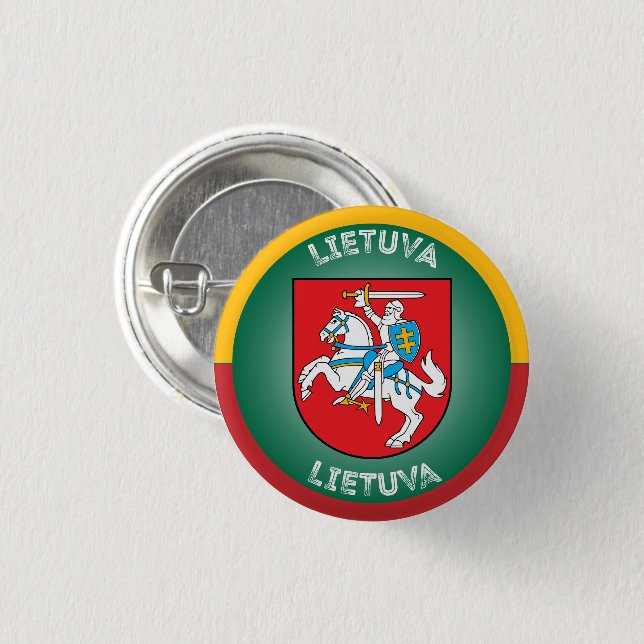 Lithuania Coat of Arms (Vytis) Circle Shape 3 Cm Round Badge (Front & Back)