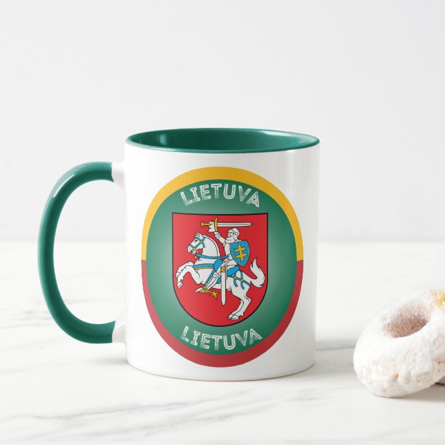 Lithuania Coat of Arms (Vytis) Circle Shape Mug (With Donut)
