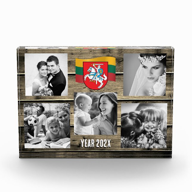 Lithuania family photo block, Lithuanian flag wood (Front)