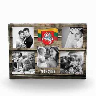 Lithuania family photo block, Lithuanian flag wood Block