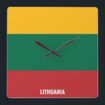Lithuania Flag Dazzling Patriotic Square Wall Clock<br><div class="desc">Lithuania Flag Dazzling Patriotic Square Wall Clock in the colours and the elements of the Lithuania national flag covering the front of the clock. National flag colours are complemented with the text "Lithuania" on the bottom. Text is fully customisable using "Customise it!" feature. Feel free to change it, remove it...</div>