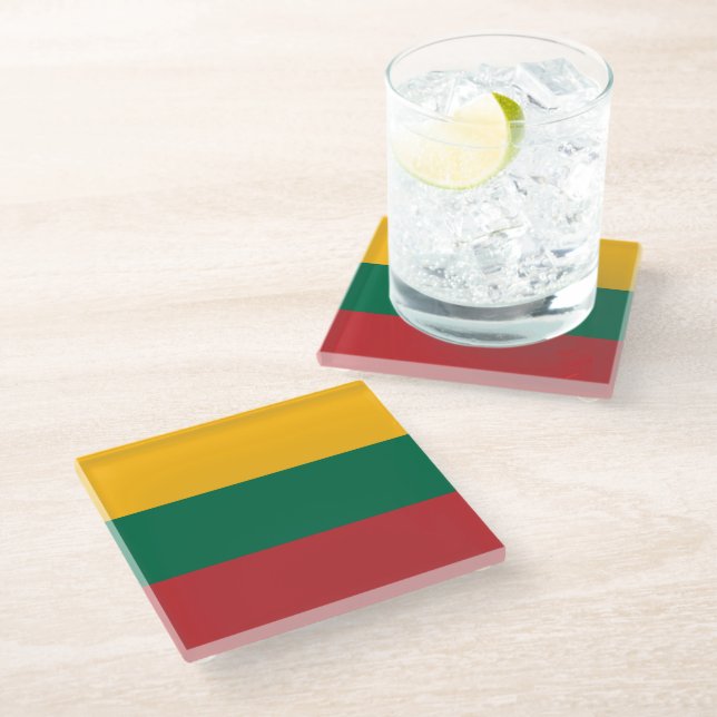 Lithuania flag glass coaster (Angled)