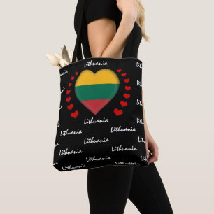 Lithuania Flag & Heart, Lithuanian Flag fashion Tote Bag