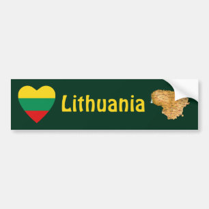 Lithuania Flag Heart + Map Bumper Sticker