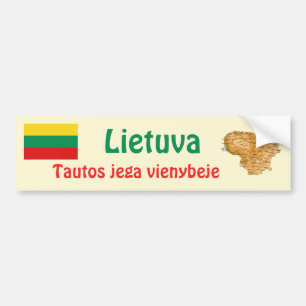Lithuania Flag + Map Bumper Sticker
