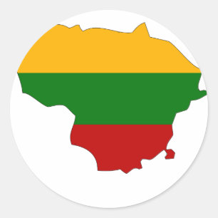 Lithuania flag map classic round sticker