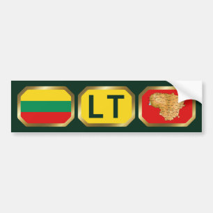 Lithuania Flag Map Code Bumper Sticker