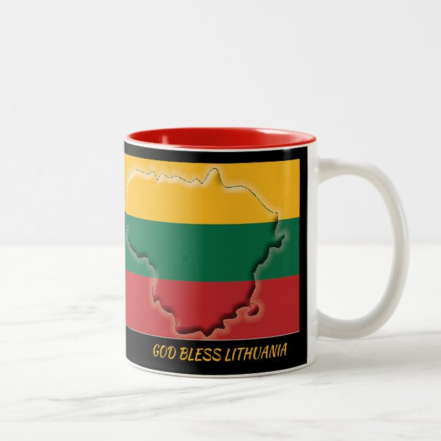 LITHUANIA FLAG MAP Scripture Customised Black Two-Tone Coffee Mug (Right)