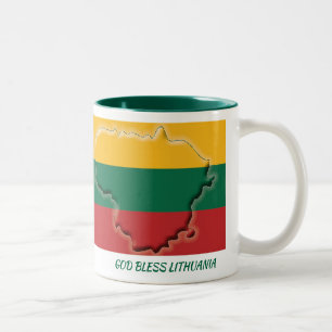 LITHUANIA FLAG MAP Scripture Customised White Two-Tone Coffee Mug