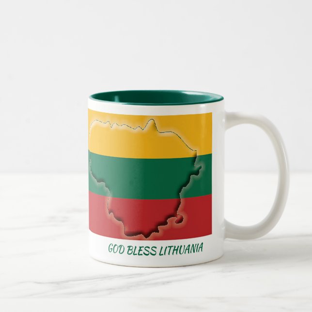 LITHUANIA FLAG MAP Scripture Customised White Two-Tone Coffee Mug (Right)