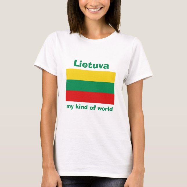 Lithuania Flag+Map+Text T-Shirt (Front)
