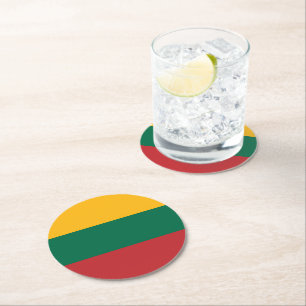 Lithuania flag round paper coaster