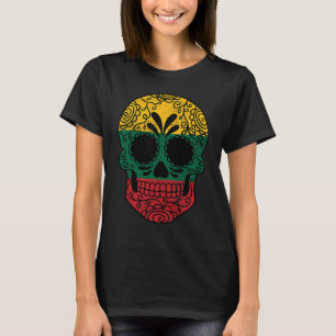 Lithuania Flag Sugar Skull Lithuanian Vintage T-Shirt