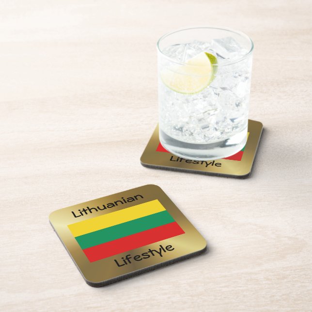 Lithuania Flag+Text Coaster (Right Side)