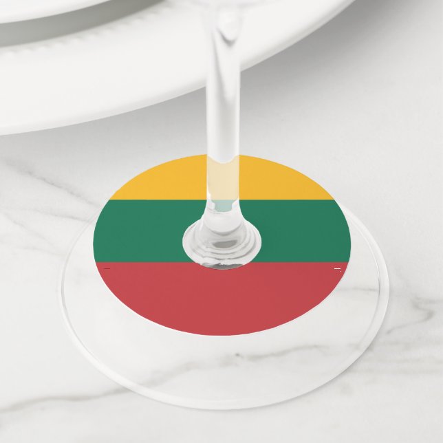 Lithuania flag wine glass tag (Close Up)