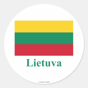 Lithuania Flag with Name in Lithuanian Classic Round Sticker