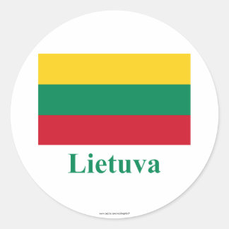 Lithuania Flag with Name in Lithuanian Classic Round Sticker