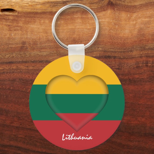 Lithuania & Heart, Lithuanian Flag fashion /sports Key Ring (Front)