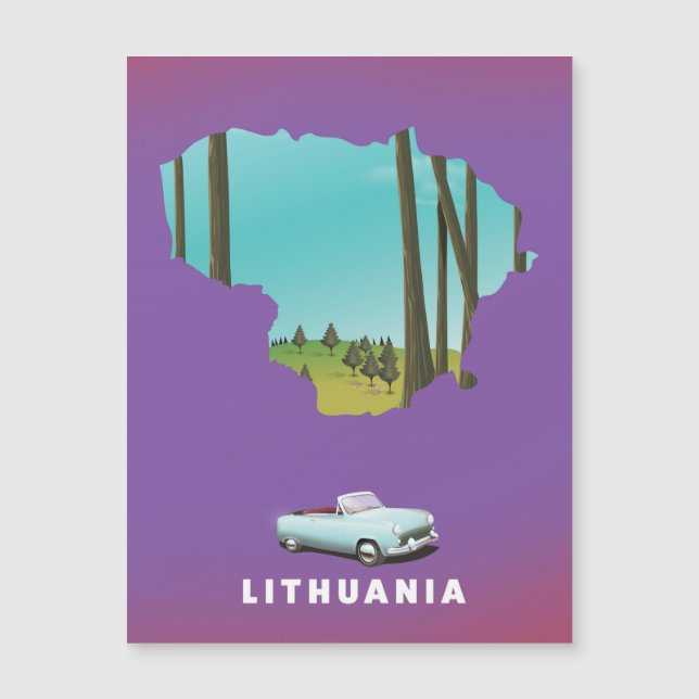 Lithuania Illustrated map travel poster (Front)