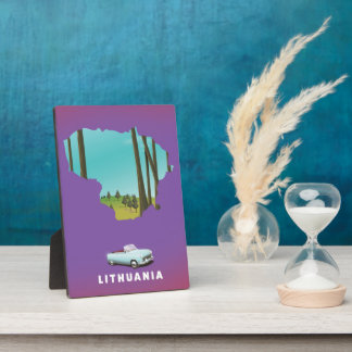 Lithuania Illustrated map travel poster Plaque