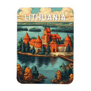 Lithuania Illustration Travel Art Vintage Magnet