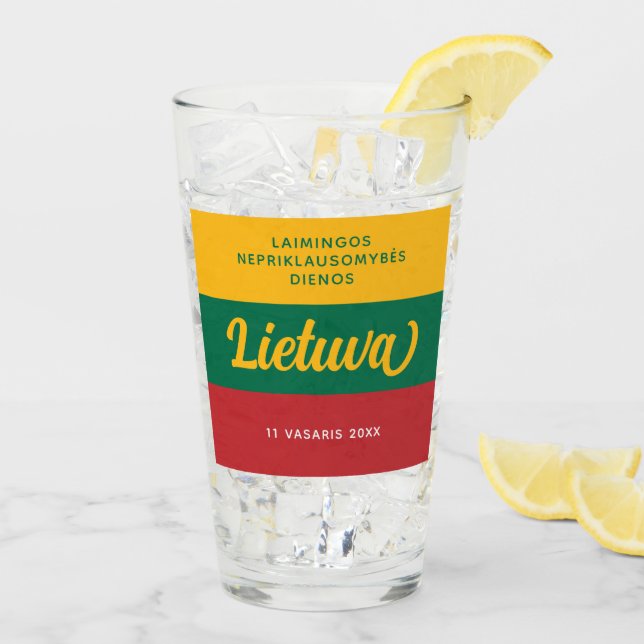 Lithuania Independence Day National Flag Glass (Back Ice)