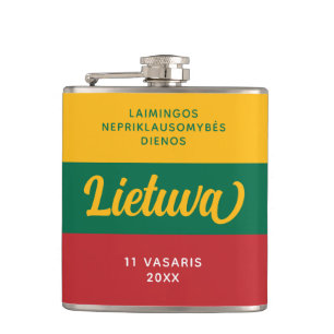 Lithuania Independence Day National Flag Hip Flask