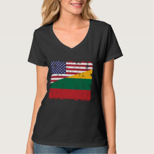 Lithuania Lietuva Lithuanian American Flag Vintage T-Shirt